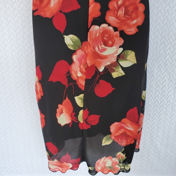 SOLD Necessary Objects Black Red Floral Dress Sz M - Picture 10 of 10